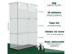 Vitrina* Vitrine com 4 prateleiras e portas duplas, vitrine para sala de estar Preto
