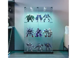 Vitrina* Vitrine com 4 prateleiras e portas duplas, vitrine para sala de estar Preto