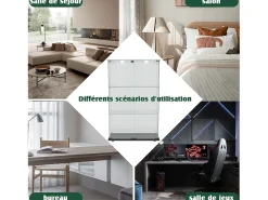 Vitrina* Vitrine com 4 prateleiras e portas duplas, vitrine para sala de estar Preto