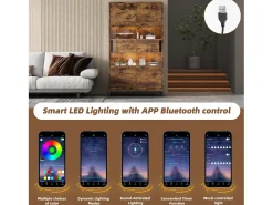Vitrina* Vitrine com iluminação LED, vitrine independente, armário com 2 gavetas, com painel de acrílico, 80x40x138 cm, marrom Castanho