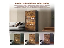 Vitrina* Vitrine com iluminação LED, vitrine independente, armário com 2 gavetas, com painel de acrílico, 80x40x138 cm, marrom Castanho