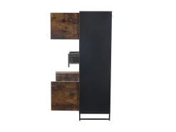 Vitrine com iluminação LED, vitrine independente, armário com 2 gavetas, com painel de acrílico, 80x40x138 cm, marrom^ Vitrina