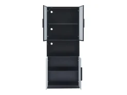 Hauss Spole Vitrine com iluminação LED, 2 portas de vidro e 2 portas de madeira - e preto^ Vitrina