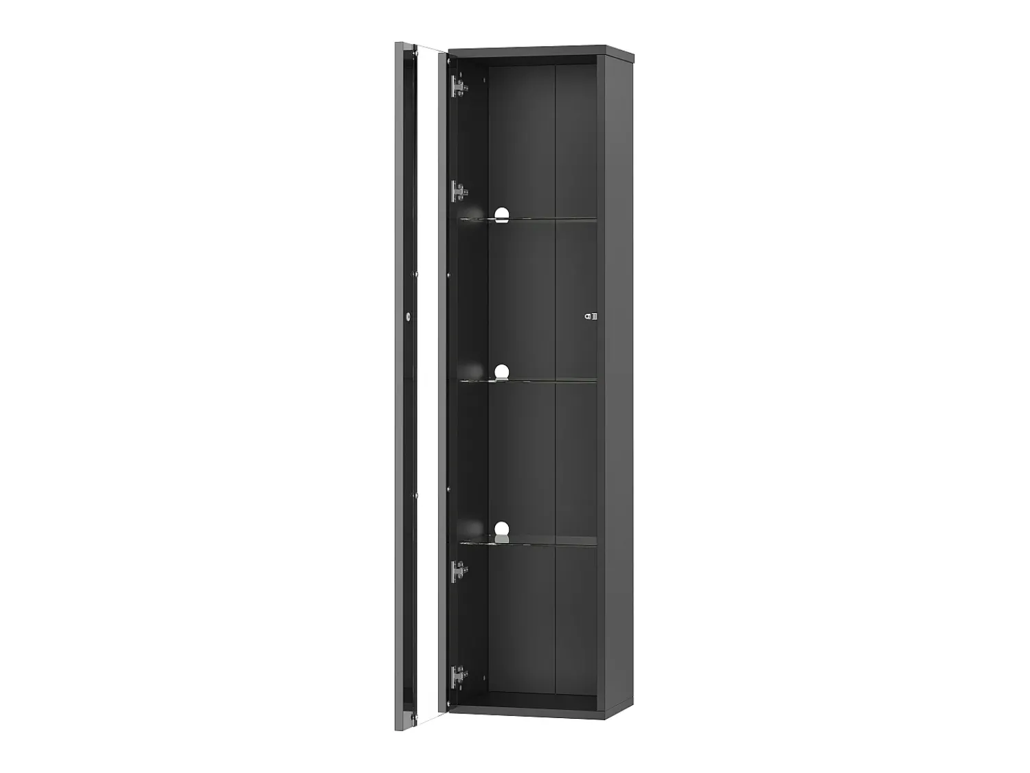Hauss Spole Vitrine com porta em acrílico e iluminação LED - prateleiras em vidro - 40 x 29 x 170 cm^ Vitrina
