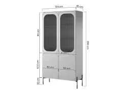 Vitrina* Vitrine de 2 portas com pé metálico bordô 104x200 cm Vermelho
