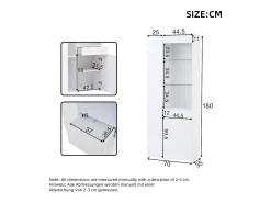 Online Merax Vitrine de alto brilho - 70 x 35 x 180 cm - com 1 gaveta + 2 portas + LEDs - aglomerado - Branco
