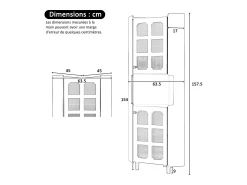 Outlet Merax Vitrine de canto laqueada - 63,5 x 45 x 157,5 cm - com LEDs + 2 portas + prateleira - MDF - branca Branco