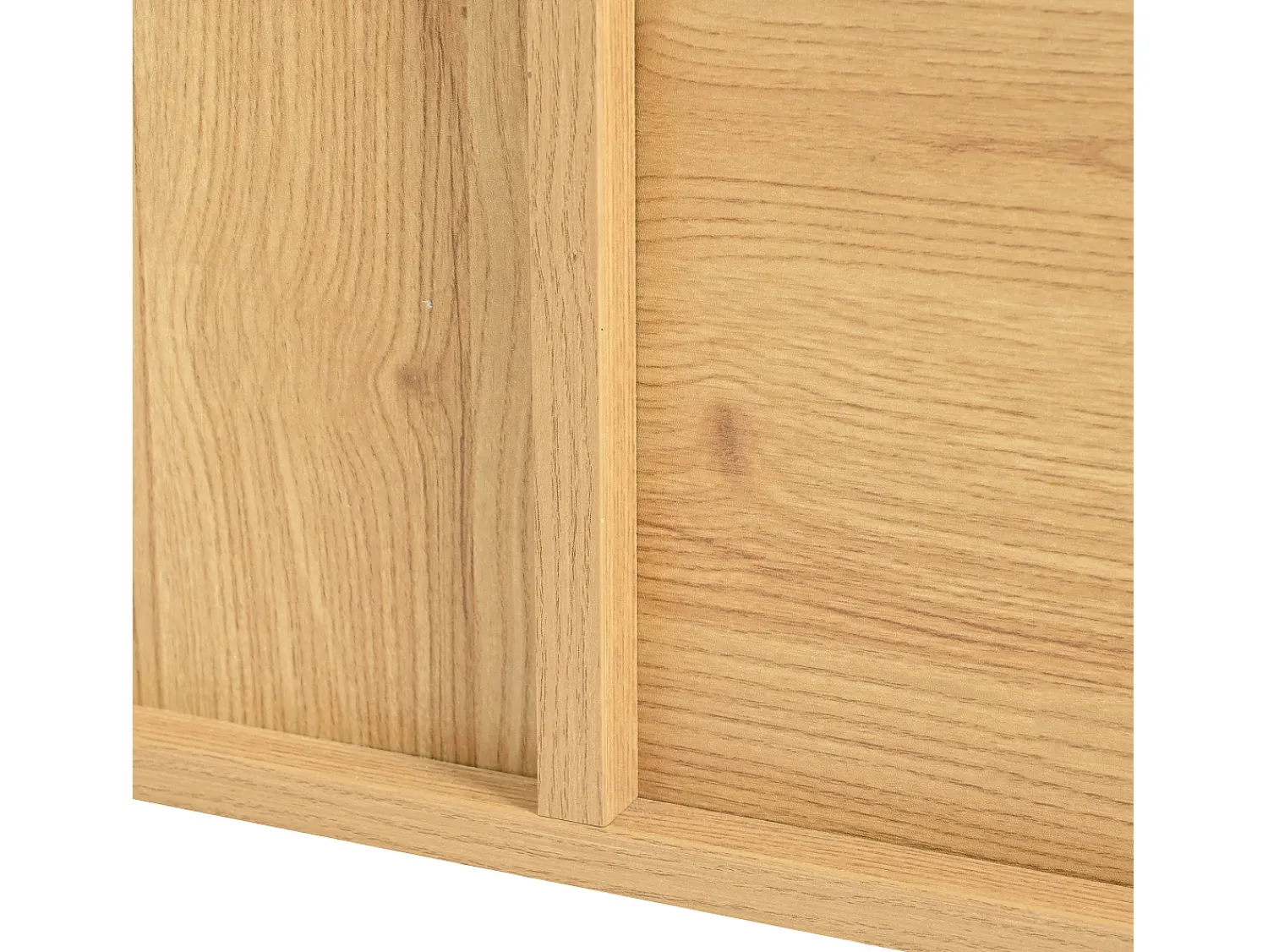Vitrina*Hauss Spole Vitrine de cor natural com 3 portas, iluminação LED e prateleiras em vidro, MDF Natural claro