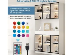 Clearance DripeX Vitrine de Parede - 6 Portas de Vidro + 3 Gavetas - com LED RGB - Painel Partículas 120x36x200cm Branco