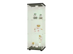 Vitrina* Vitrine de Vidro - 3 Prateleiras - Com LEDs, Luz e Trava, Preta Preto