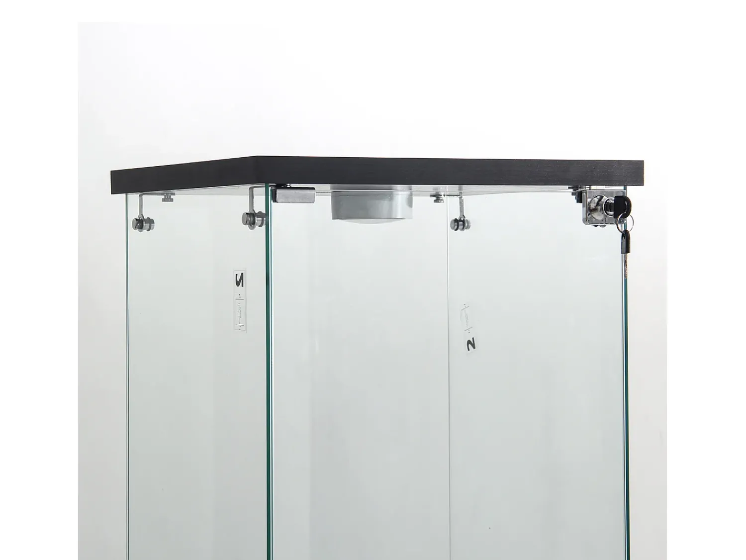 Vitrina* Vitrine de Vidro - 3 Prateleiras - Com LEDs, Luz e Trava, Preta Preto