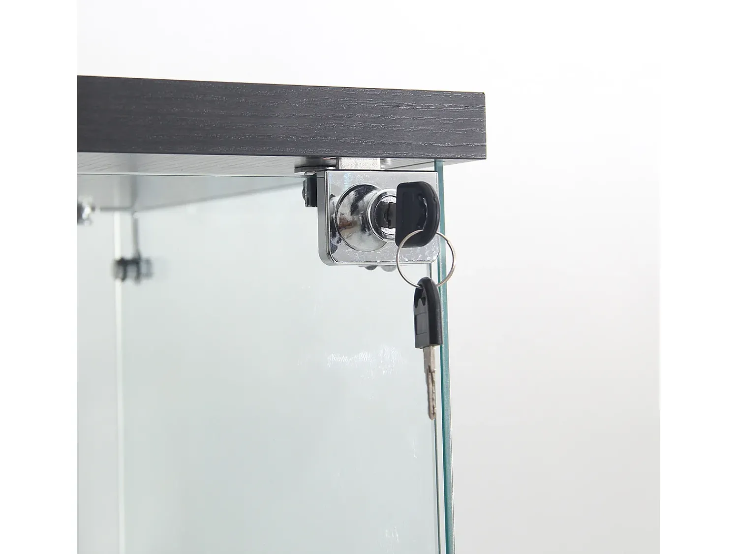 Vitrina* Vitrine de Vidro - 3 Prateleiras - Com LEDs, Luz e Trava, Preta Preto