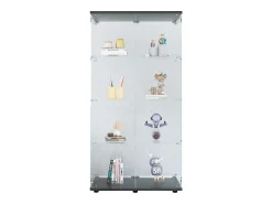 Vitrine de vidro – 4 prateleiras, 2 portas, vitrine independente, preta, 81x37x165 cm^ Vitrina