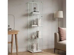 Vitrina* Vitrine de vidro – 5 prateleiras, portas duplas, vitrine para sala de estar Branco