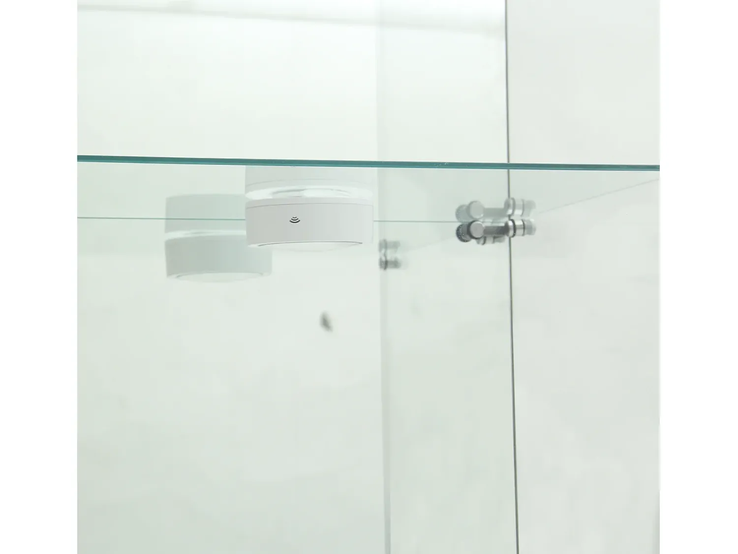 Vitrina| Vitrine de vidro com 1 porta e fechadura, para sala de estar, branca com luz e espelho, 164x42,5x36,5 cm Branco