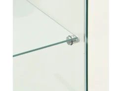 Vitrina| Vitrine de vidro com 1 porta e fechadura, para sala de estar, branca com luz e espelho, 164x42,5x36,5 cm Branco