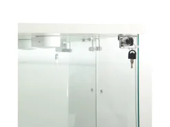 Vitrina| Vitrine de vidro com 1 porta e fechadura, para sala de estar, branca com luz e espelho, 164x42,5x36,5 cm Branco