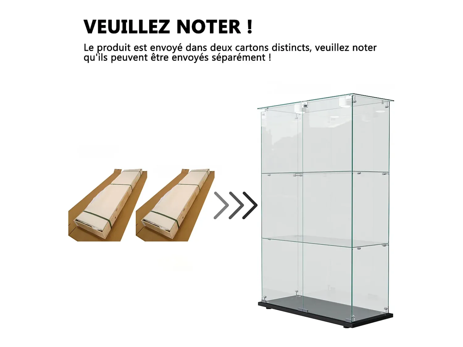 Online Vitrine de vidro com 4 prateleiras e portas duplas – Móveis elegantes para sala de estar Preto