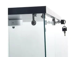 Vitrina| Vitrine de vidro com 4 prateleiras, vitrine de 2 portas com luz e fechadura, preta Preto