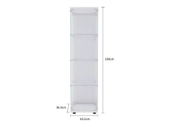 Vitrine de vidro com 4 prateleiras e 1 porta, 164x42,5x36,5 cm, armário de coleção, , transparente^ Vitrina