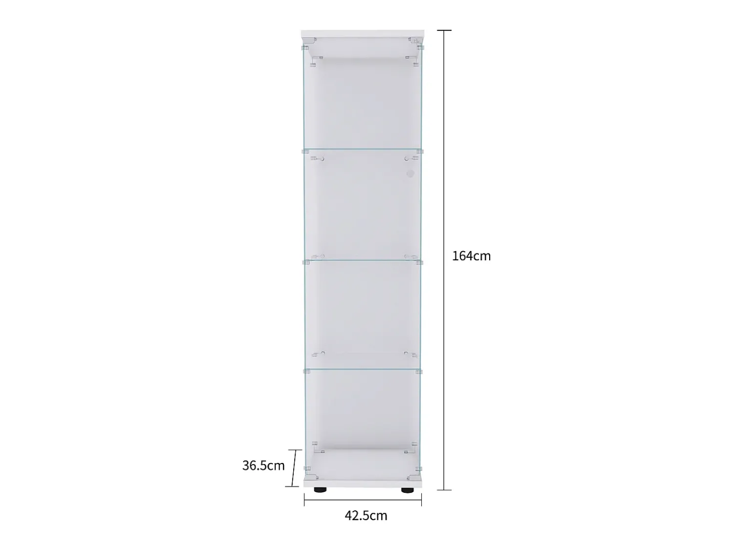 Vitrine de vidro com 4 prateleiras e 1 porta, 164x42,5x36,5 cm, armário de coleção, , transparente^ Vitrina