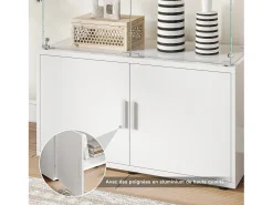 Vitrina* Vitrine de vidro com 3 prateleiras, armários e iluminação LED – Design moderno Branco