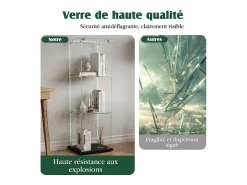Vitrina| Vitrine de vidro com iluminação LED, 1 porta com fechadura, 3 prateleiras ajustáveis, 125 x 42 x 36 cm, preta Preto