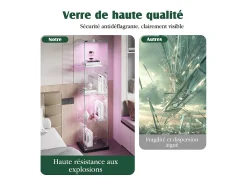 Vitrine de vidro com iluminação LED acionável por toque, portas e prateleiras com fechadura, 163x40x35 cm, preta^ Vitrina