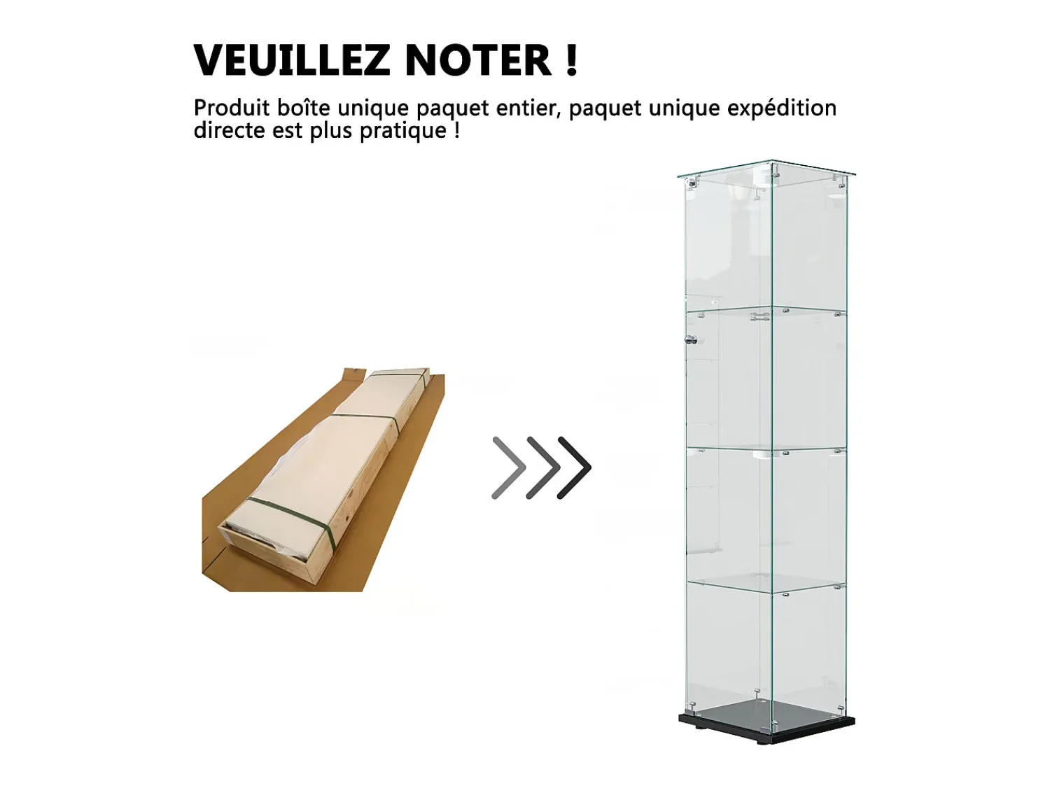 Vitrine de vidro com iluminação LED acionável por toque, portas e prateleiras com fechadura, 163x40x35 cm, preta^ Vitrina