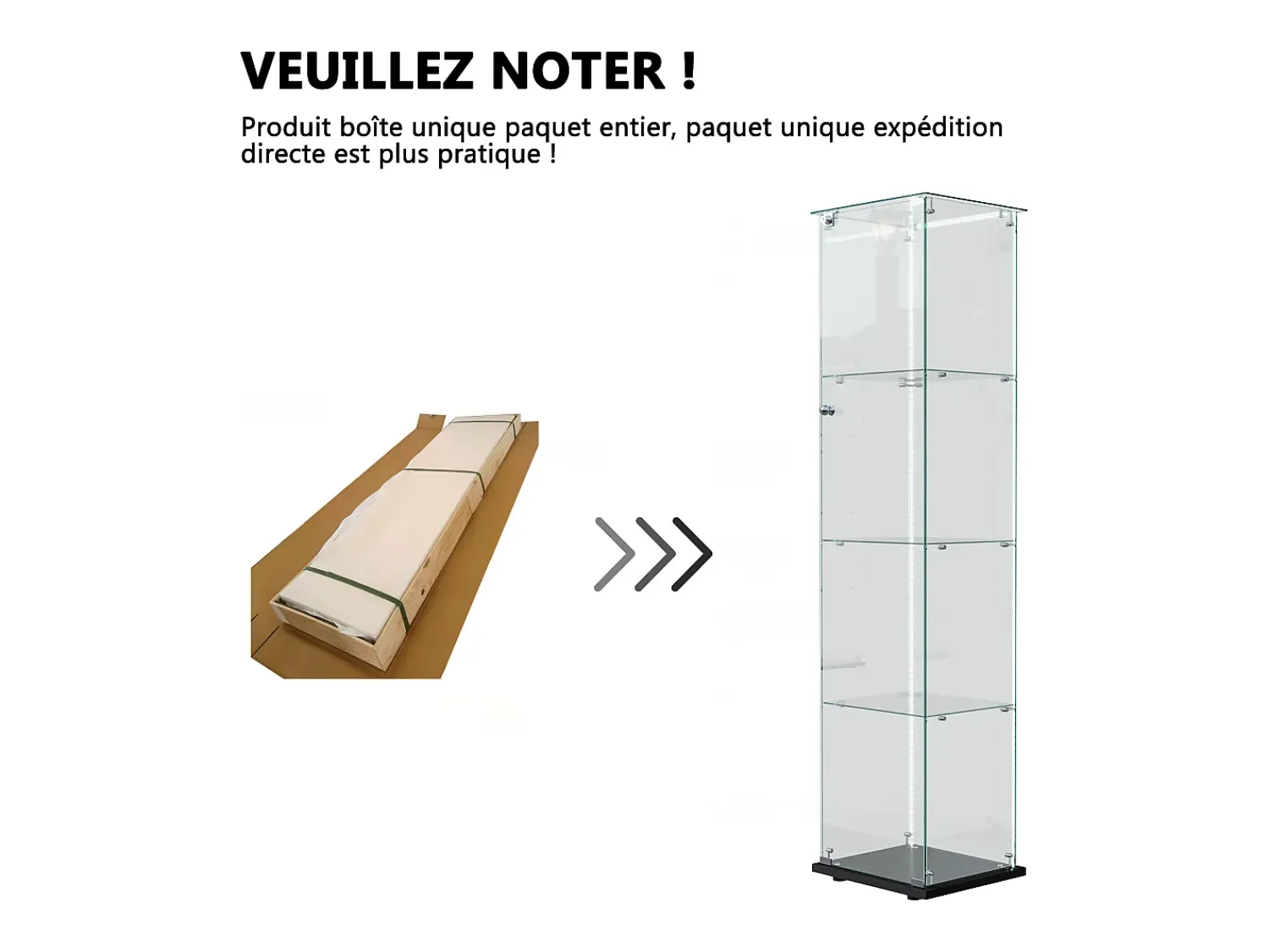 Vitrine de vidro com iluminação LED, portas e prateleiras com fechadura, ideal para sala de estar/bar, 163x40x35 cm, preta.^ Vitrina