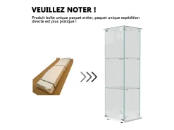 Vitrine de vidro com iluminação LED acionada por toque, 1 porta, 3 prateleiras ajustáveis, 125 x 42 x 36 cm, branca^ Vitrina