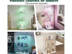 Vitrine de vidro com iluminação LED acionada por toque, 1 porta, 3 prateleiras ajustáveis, 125 x 42 x 36 cm, branca^ Vitrina