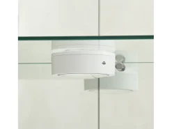 Vitrina| Vitrine de vidro com iluminação LED e fechadura, vitrine de vidro para sala de estar com 2 portas e prateleiras, branca Branco