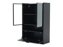 Vitrina* Vitrine de vidro com iluminação LED - Design pop-up - Vitrine para coleções - 35 x 80 x 120 cm, Preta Preto