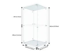 Vitrina* Vitrine de vidro com parede dupla, 40*86*36,5 cm, com fechadura antifurto e iluminação LED, branca. Branco