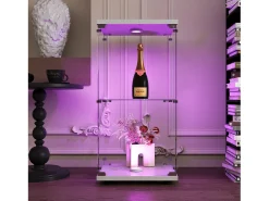 Vitrina* Vitrine de vidro com parede dupla, 40*86*36,5 cm, com fechadura antifurto e iluminação LED, branca. Branco