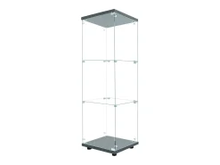 Vitrina* Vitrine de vidro GAHRELPER – 3 prateleiras, 1 porta, vidro temperado, luz LED, branco, 42x36x125 cm Preto