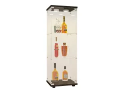 Vitrina* Vitrine de vidro GAHRELPER – 3 prateleiras, 1 porta, vidro temperado, luz LED, branco, 42x36x125 cm Preto