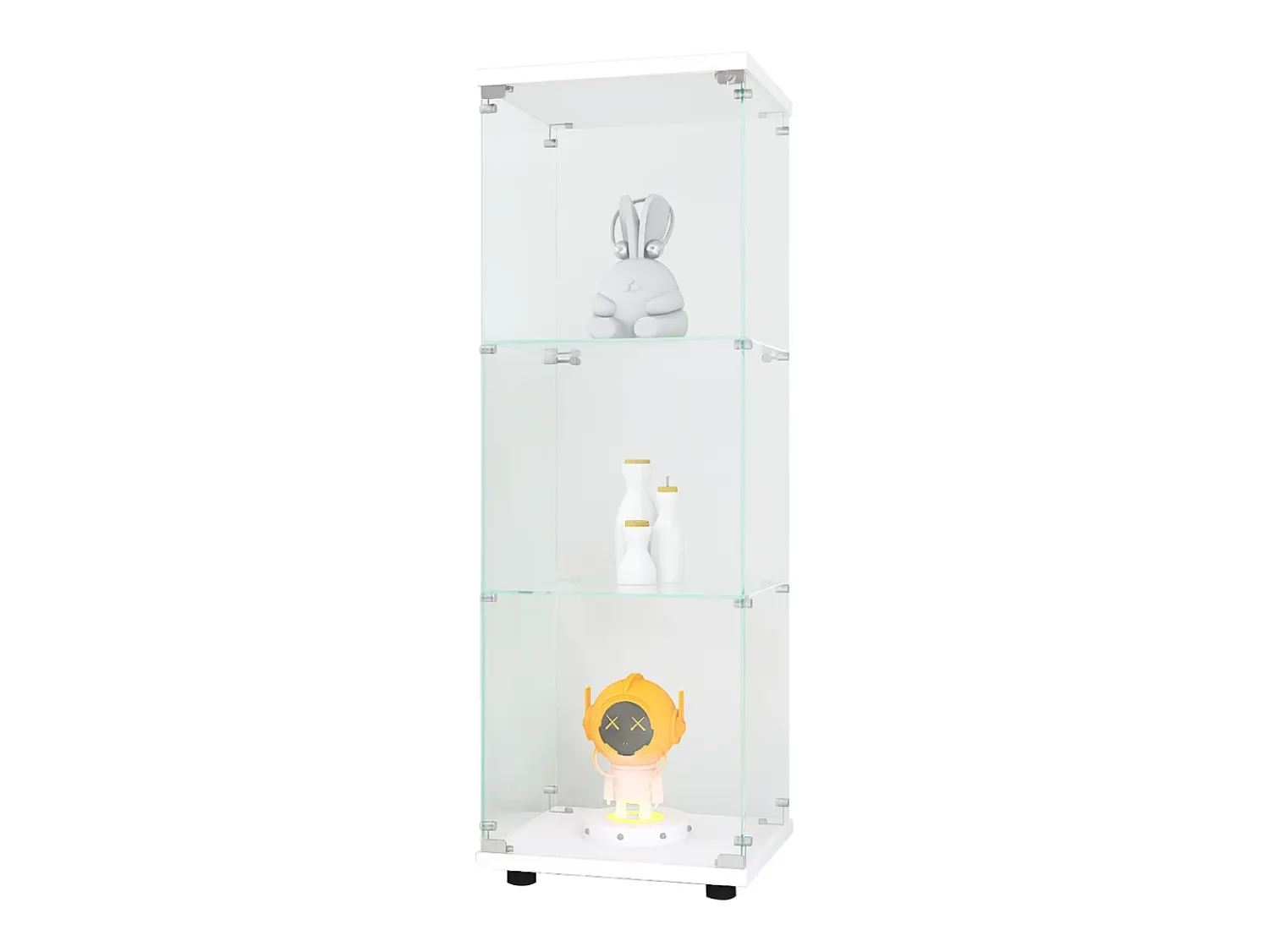 Vitrine de vidro GAHRELPER – 3 prateleiras, 1 porta, vidro temperado, , 42x36x125 cm^ Vitrina