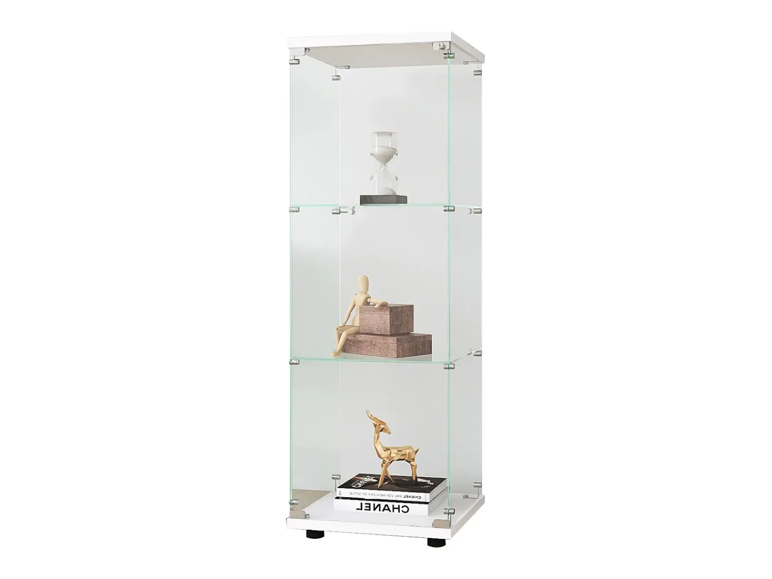 Vitrine de vidro GAHRELPER – 3 prateleiras, 1 porta, vidro temperado, , 42x36x125 cm^ Vitrina