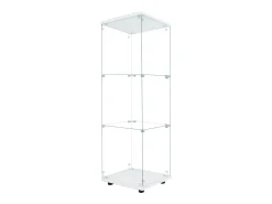Vitrina* Vitrine de vidro GAHRELPER – 3 prateleiras, 1 porta, vidro temperado, luz LED, preta, 42x36x125 cm Branco