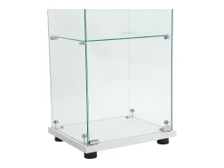 Vitrine de vidro independente, 125 cm, com iluminação LED, fechadura, 1 porta, 3 prateleiras, transparente, branca^ Vitrina