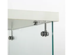 Vitrine de vidro independente, 125 cm, com iluminação LED, fechadura, 1 porta, 3 prateleiras, transparente, branca^ Vitrina