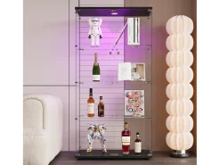 Online Vitrine de vidro LED – 4 prateleiras, 2 portas, vitrine independente, preta, 80,49 x 36,49 x 163,9 cm Preto