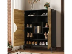 Vitrine e sapateira 2 em 1 – Design moderno com prateleiras ajustáveis e amplo espaço de armazenamento.^ Móvel De Arrumação|Sapateira