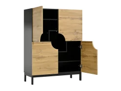 Vitrina* Vitrine e sapateira 2 em 1 – Design moderno com prateleiras ajustáveis e amplo espaço de armazenamento. Preto