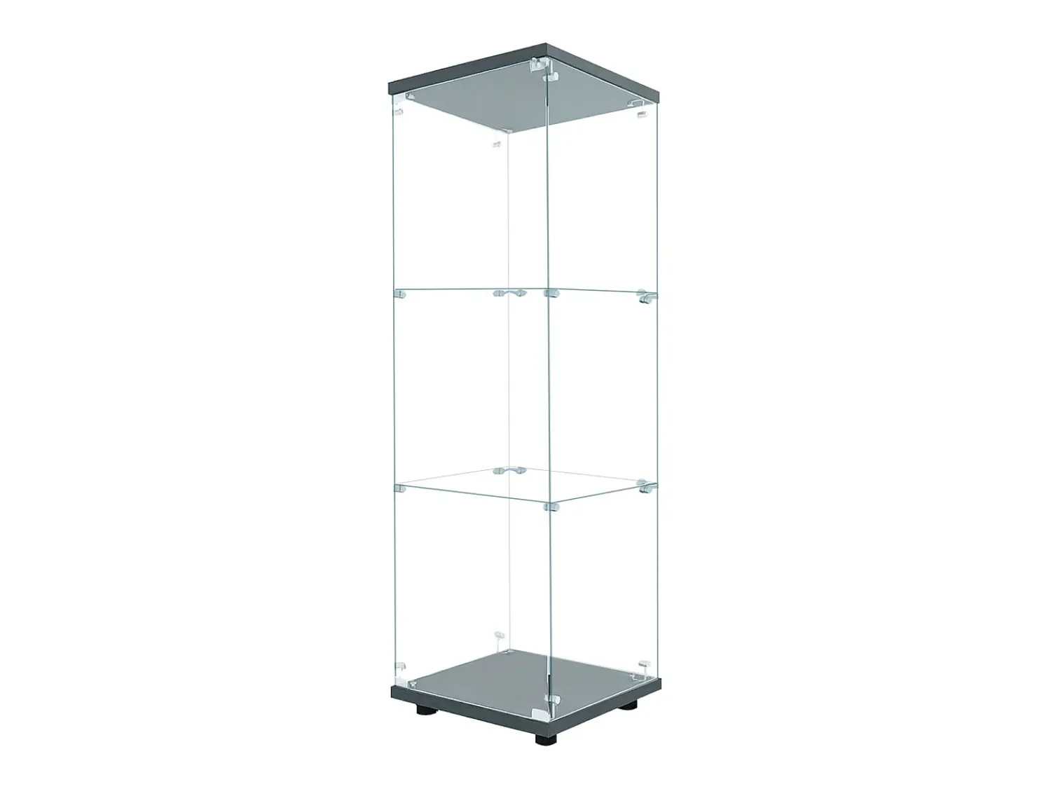 Online Vitrine em vidro 42×36×125cm GARHELPER - 3 prateleiras - 1 porta - Vidro temperado - Luz LED - branco Preto