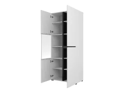Vitrina|Meublorama Vitrine haute 2 portes collection HAVANA. Coloris blanc et noir. Branco