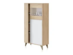 Vitrina|Calicosy Vitrine Kikua com 3 portas, carvalho canadense e artik, 142x77x33 cm Branco