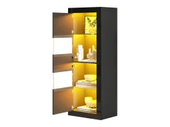 Vitrina|Merax Vitrine laqueada com LEDs + 1 prateleira de vidro + porta - 61 x 42 x 162 cm - aglomerado - Preto